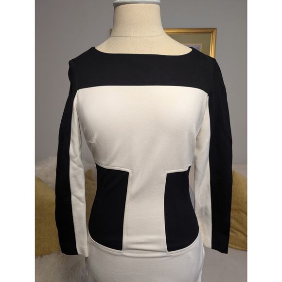 Cache Color-Blocked Black & White Bodycon Midi Dress - Picture 3 of 4